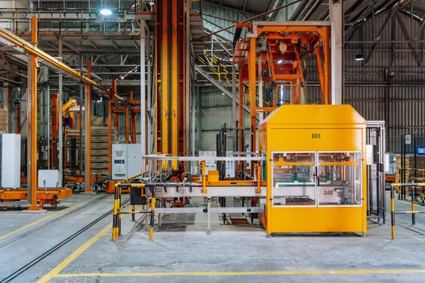 Interior de una planta industrial con maquinaria de producción